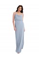 Sleeveless Cowl Neck Stretch Crepe Smoke Blue Long Formal Evening Gown / Prom Dress / Bridesmaid Dress London