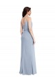 Sleeveless Cowl Neck Stretch Crepe Smoke Blue Long Formal Evening Gown / Prom Dress / Bridesmaid Dress London