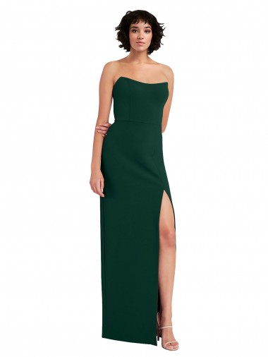 Sleeveless Strapless Stretch Crepe Midnight Green Long Formal Evening Gown / Prom Dress / Bridesmaid Dress London