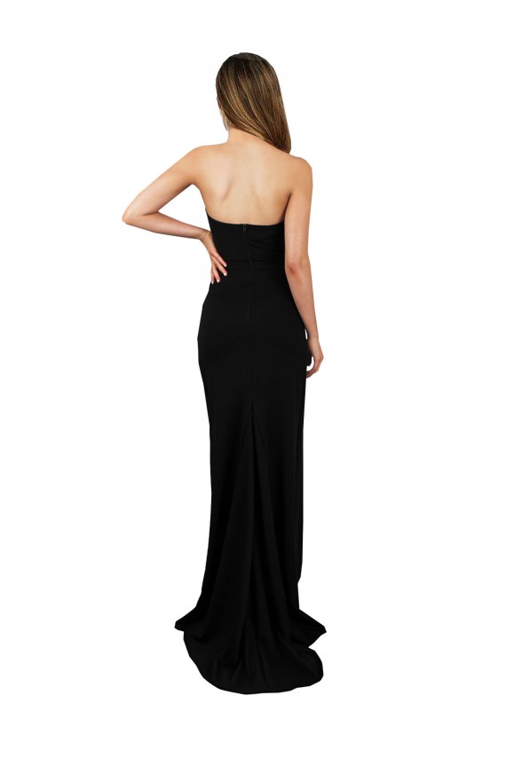 Sleeveless High Neck Stretch Crepe Black Long Formal Evening Gown / Prom Dress / Bridesmaid Dress London