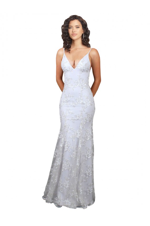 Sleeveless High Neck Stretch Crepe & Sequin Tulle White Long Formal Evening Gown / Prom Dress / Bridesmaid Dress London