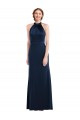 Sleeveless High Neck Stretch Crepe Dark Navy Long Semi Formal Evening Dress / Prom Dress / Bridesmaid Dress London
