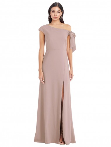 Sleeveless Off the Shoulder Stretch Crepe Dusty Pink Long Formal Evening Gown / Prom Dress / Bridesmaid Dress London