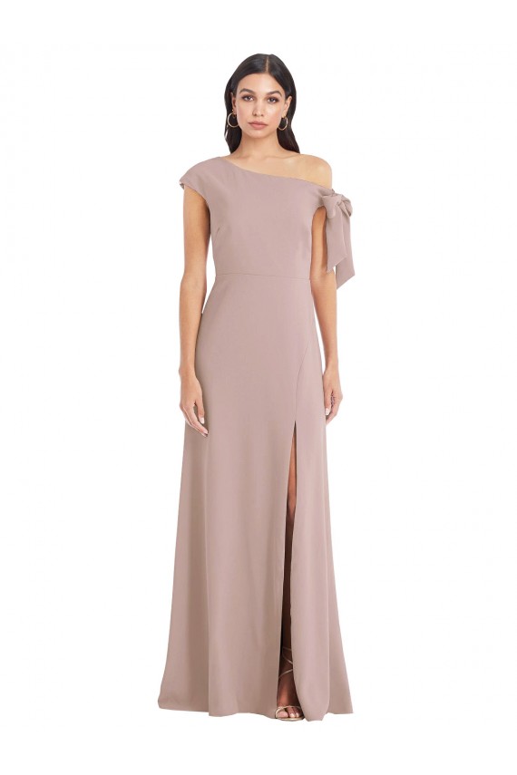 Sleeveless Off the Shoulder Stretch Crepe Dusty Pink Long Formal Evening Gown / Prom Dress / Bridesmaid Dress London