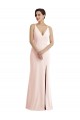 Sleeveless V-Neck Stretch Crepe Pink Long Formal Evening Gown / Prom Dress / Bridesmaid Dress London