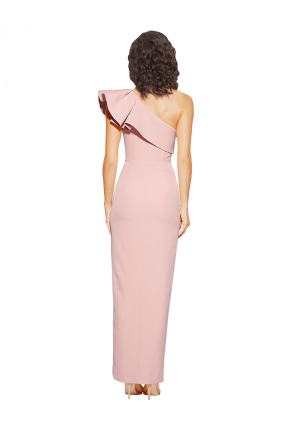 Sleeveless One Shoulder Stretch Crepe Mauve Long Formal Evening Gown / Prom Dress / Bridesmaid Dress London