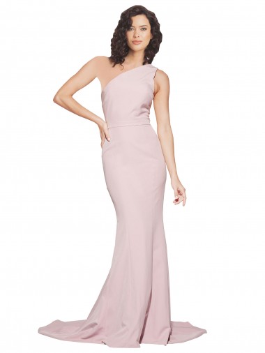 Sleeveless One Shoulder Stretch Crepe Mauve Sweep Train Semi Formal Evening Dress / Prom Dress / Bridesmaid Dress London
