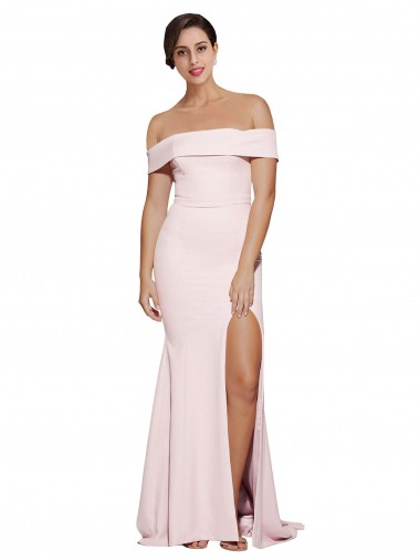 Sleeveless Square Neck Stretch Crepe Pink Sweep Train Formal Evening Gown / Prom Dress / Bridesmaid Dress London