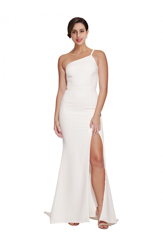 Sleeveless Strapless Stretch Crepe Ivory Sweep Train Semi Formal Evening Dress / Prom Dress / Bridesmaid Dress London