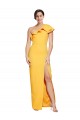 Sleeveless One Shoulder Stretch Crepe Saffron Long Formal Evening Gown / Prom Dress / Bridesmaid Dress London