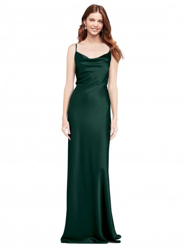 Sleeveless Cowl Neck Stretch Satin Hunter Long Black Tie Evening Gown / Prom Dress / Bridesmaid Dress London