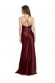 Sleeveless V-Neck Stretch Satin Burgundy Gold Long Formal Evening Gown / Prom Dress / Bridesmaid Dress London
