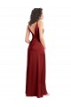 Sleeveless V-Neck Stretch Satin Burgundy Long Formal Dress / Bridesmaid Dress London