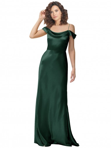 Sleeveless Spaghetti Straps Stretch Satin Hunter Long Formal Evening Gown / Prom Dress / Bridesmaid Dress London