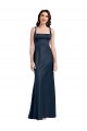 Sleeveless Square Neck Stretch Satin Dark Navy Long Formal Evening Gown / Prom Dress / Bridesmaid Dress London