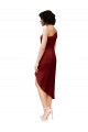 Sleeveless One Shoulder Stretch Satin Burgundy Midi Length Black Tie Evening Gown / Prom Dress / Bridesmaid Dress London