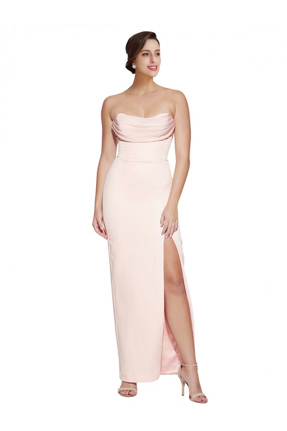 Sleeveless Cowl Neck Stretch Satin Long Formal Evening Gown / Prom Dress / Bridesmaid Dress London