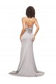Sleeveless High Neck Stretch Satin Sweep Train Formal Evening Gown / Prom Dress / Bridesmaid Dress London