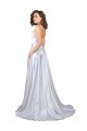 Sleeveless Spaghetti Straps Stretch Satin White Long Beach Wedding Dress London