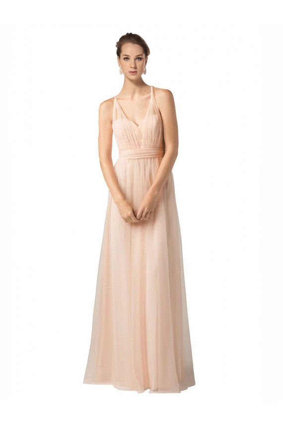 Sleeveless Sweetheart Tulle Nude Long Bridesmaid Dress / Evening Dress London