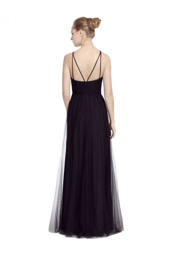 Sleeveless High Neck Tulle Black Long Bridesmaid Gown London
