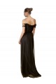 Sleeveless Off the Shoulder Tulle & Sequin Black Long Bridesmaid Dress London