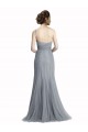 Sleeveless One Shoulder Tulle Slate Grey Long Bridesmaid Dress London
