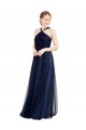 Sleeveless Halter Neck Tulle Navy Blue Long Bridesmaid Dress / Evening Dress London