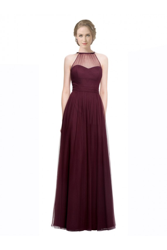 Sleeveless Sweetheart Tulle Red Long Bridesmaid Dress London