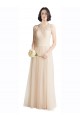 Sleeveless Illusion Neck Tulle & Lace Ivory Long Bridesmaid Dress London