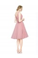Sleeveless V-Neck Tulle Pink Knee Length Bridesmaid Gown London