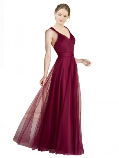 Sleeveless Sweetheart Tulle Long Bridesmaid Dress London