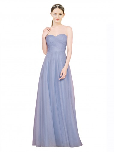 Sleeveless Strapless Tulle Light Sky Blue Long Formal Dress / Bridesmaid Dress London