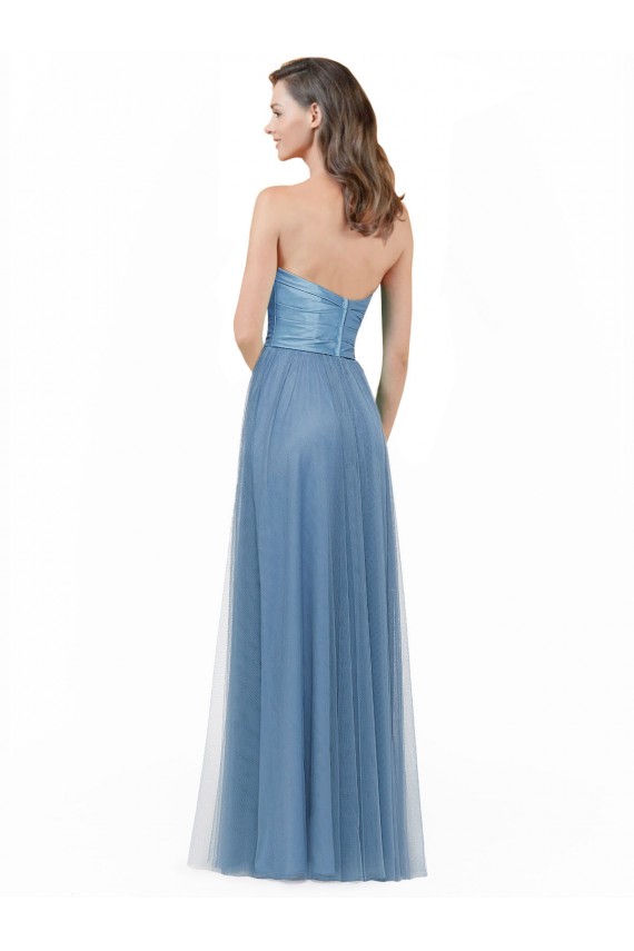 Sleeveless Strapless Satin & Tulle Long Bridesmaid Dress London