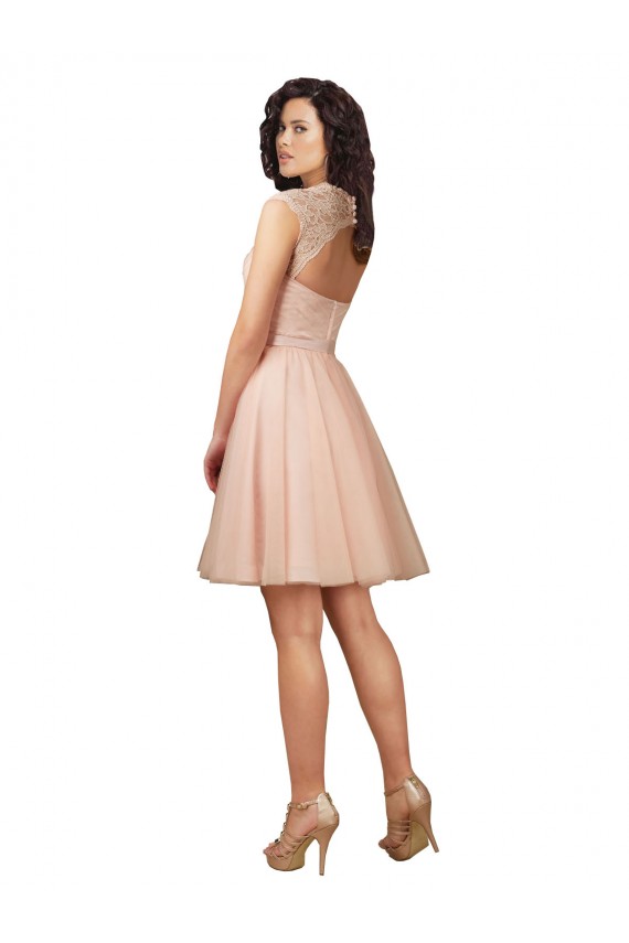 Cap Sleeves Sweetheart Tulle & Lace Knee Length Bridesmaid Dress London