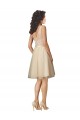 Sleeveless V-Neck Tulle & Lace Champagne Knee Length Bridesmaid Dress London