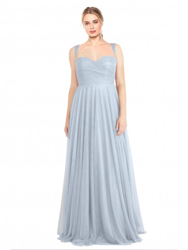 Sleeveless Sweetheart Tulle Light Sky Blue Long Evening Gown / Bridesmaid Dress London