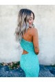 Sleeveless One Shoulder Velvet Sequin Shown Color Sweep Train Prom Dresses London