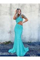 Sleeveless One Shoulder Velvet Sequin Shown Color Sweep Train Prom Dresses London