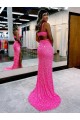 Sleeveless V-Neck Velvet Sequin Shown Color Long Sweep Train Evening Dress London