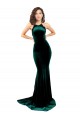 Sleeveless High Neck Stretch Velvet Dark Green Sweep Train Formal Evening Gown / Prom Dress / Bridesmaid Dress London