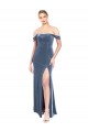 Sleeveless Strapless Stretch Velvet Dusty Blue Long Prom Dress / Bridesmaid Dress London