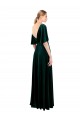 Flutter Sleeves V-Neck Stretch Velvet Dark Green Long Prom Dress / Bridesmaid Dress London