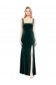 Sleeveless Square Neck Stretch Velvet Dark Green Long Prom Dress / Bridesmaid Dress London