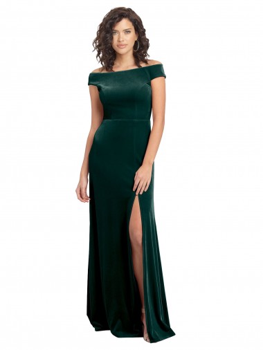 Cap Sleeves Square Neck Stretch Velvet Dark Green Long Formal Evening Gown / Prom Dress / Bridesmaid Dress London
