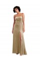 Sleeveless Square Neck Stretch Velvet Champagne Long Formal Evening Gown / Prom Dress / Bridesmaid Dress London