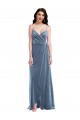 Sleeveless Sweetheart Stretch Velvet Dusty Blue Long Semi Formal Evening Dress / Prom Dress / Bridesmaid Dress London