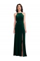 Sleeveless High Neck Stretch Velvet Dark Green Long Semi Formal Evening Dress / Prom Dress / Bridesmaid Dress London