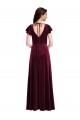 Flutter Sleeves V-Neck Stretch Velvet Burgundy Long Semi Formal Evening Dress / Prom Dress / Bridesmaid Dress London