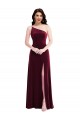 Sleeveless One Shoulder Stretch Velvet Burgundy Long Black Tie Evening Dress / Prom Dress / Bridesmaid Dress London